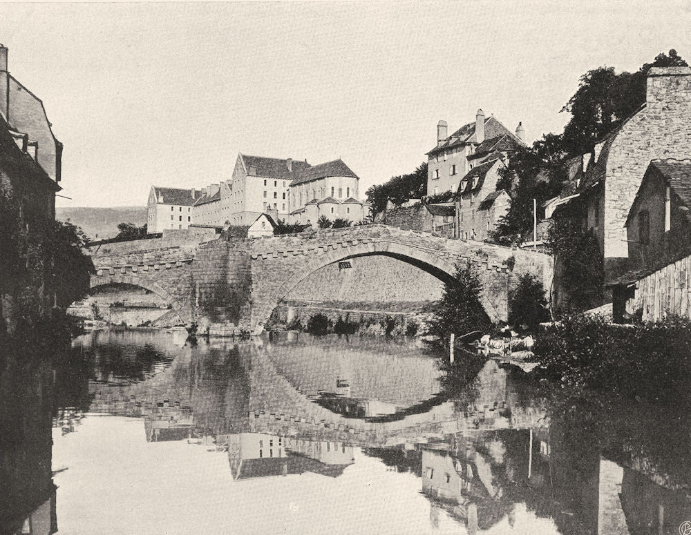 LOZÈRE. Mende- Pont Notre- Dame 1903 old antique vintage print picture